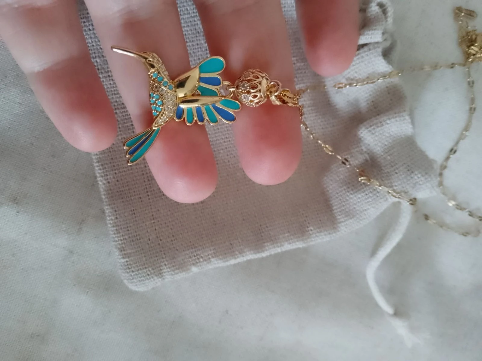 Gouden kolibrie ketting – photo 2